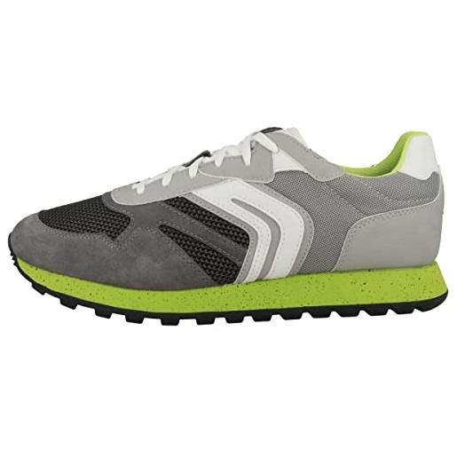 Geox u ponente-a, sneakers uomo, grigio verde grey lime, 40 eu