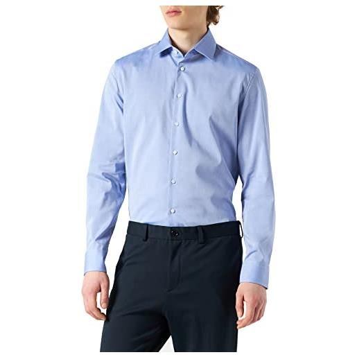 Seidensticker herren business slim fit - bügelfreies, schmales hemd mit kent-kragen - langarm - 100% baumwolle camicia formale, blu (mittelblue 16), 41 uomo