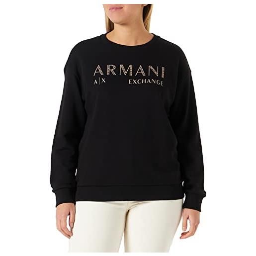 ARMANI EXCHANGE logo stampato sulla parte anteriore, maniche lunghe, maglia di tuta, donna, nero, xs