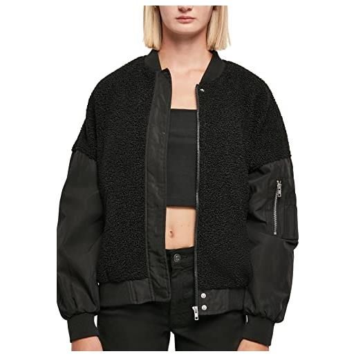 Urban Classics giacca da donna oversize sherpa mixed bomber, black, 3xl