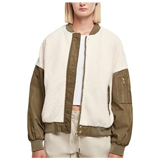 Urban Classics giacca da donna oversize sherpa mixed bomber, whitesand/darkolive, m