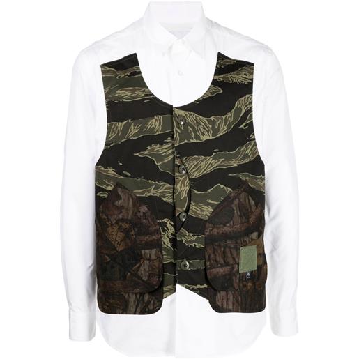 Fumito Ganryu camicia a inserti con stampa camouflage - bianco