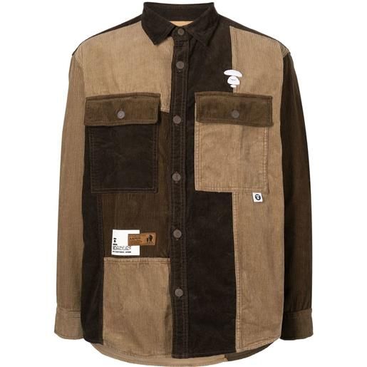 AAPE BY *A BATHING APE® camicia con design patchwork - marrone