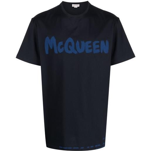 Alexander McQueen t-shirt con stampa - blu