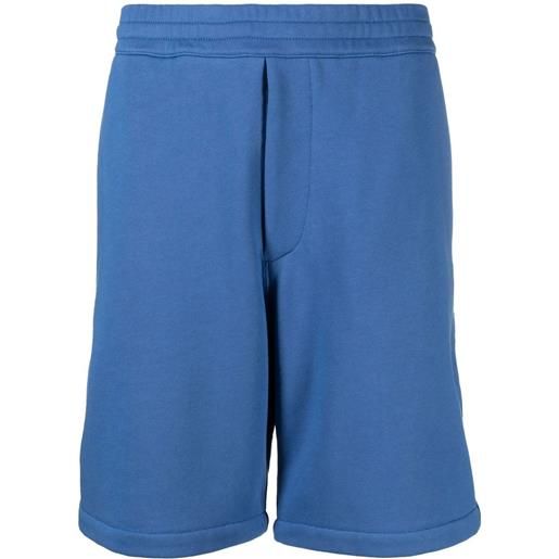 Alexander McQueen shorts con banda logo - blu