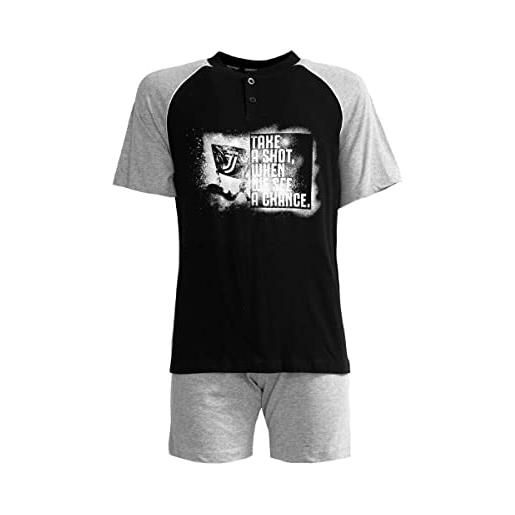 JUVENTUS pigiama corto maglia manica corta + pantaloncini juventus fc prodotto ufficiale juve uomo adulto (nero, xxl)