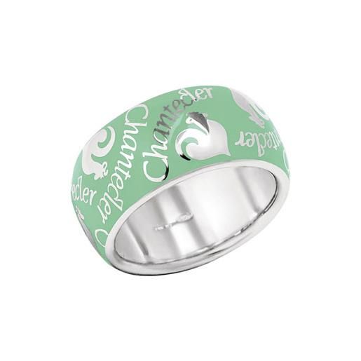 Chantecler / et voilà / anello fascia media / argento e smalto verde pastello