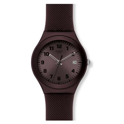 Swatch / irony / brown effect / orologio unisex / quadrante marrone / cassa alluminio / cinturino silicone