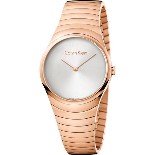 Calvin Klein whirl / orologio donna / quadrante argentato / cassa e bracciale acciaio e pvd rosato