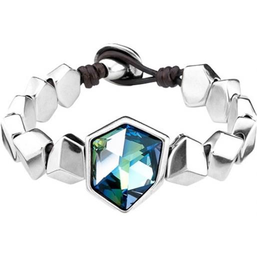 UNOde50 uno de 50 / pulseras / bracciale / iceberg / argento, cuoio e cristallo swarovski