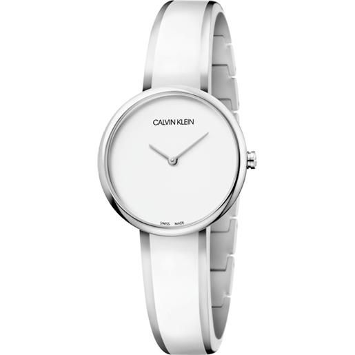 Calvin Klein seduce / orologio donna / quadrante bianco / cassa acciaio / bracciale acciaio e resina bianca