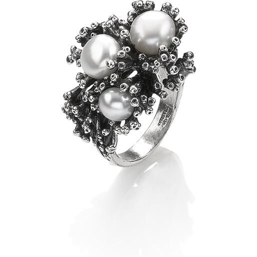 Giovanni Raspini / anemone / anello / argento e perle naturali