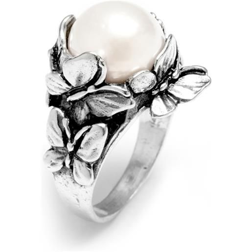 Giovanni Raspini / drops / anello farfalle / argento con perla naturale