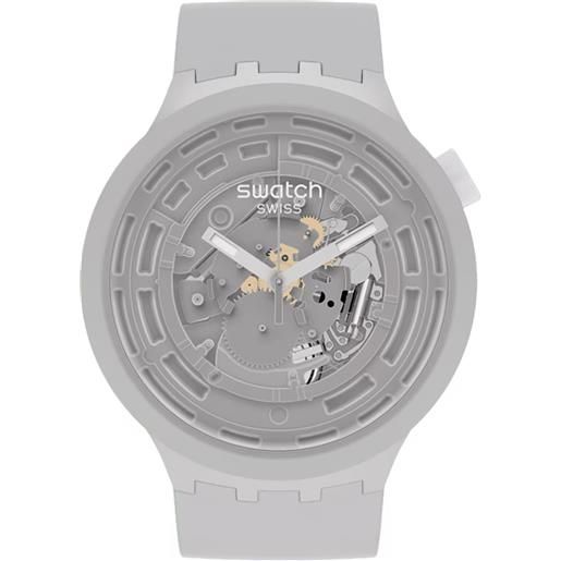 Swatch / big bold / bioceramic - c-grey / orologio unisex / quadrante scheletrato grigio / cassa plastica / cinturino plastica