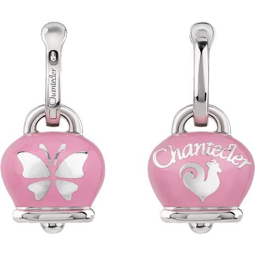 Chantecler / et voilà / orecchini campanella medi con farfalla / argento e smalto rosa