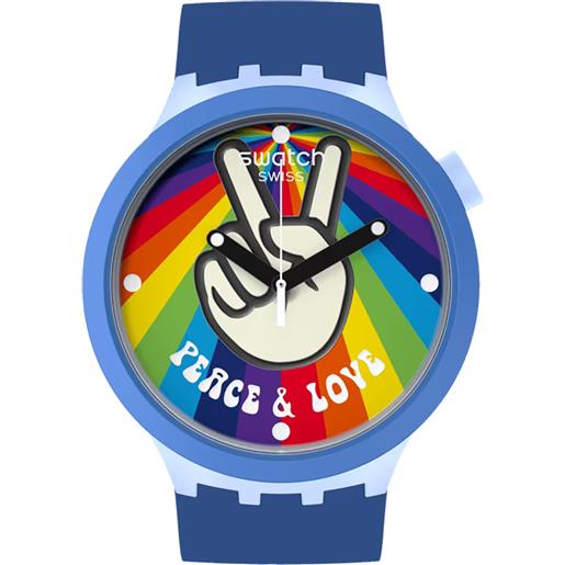 Swatch / big bold / bioceramic - peace hand love / orologio unisex / quadrante multicolore / cassa plastica / cinturino plastica
