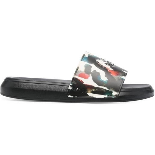 Alexander McQueen sandali slides con stampa - nero