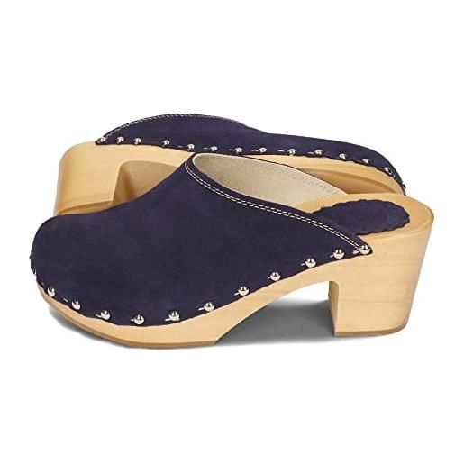 BeComfy zoccoli donna legno pelle sabot scamosciato scarpe di legno ciabatte tacchi alti 35-41 eu (beige, numeric_39)
