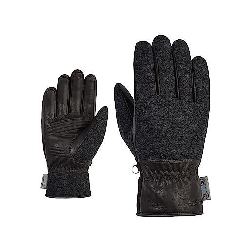 Ziener guanti da uomo isen per il tempo libero, funzionali, outdoor, lana, senza pfc, loden, nero, 10