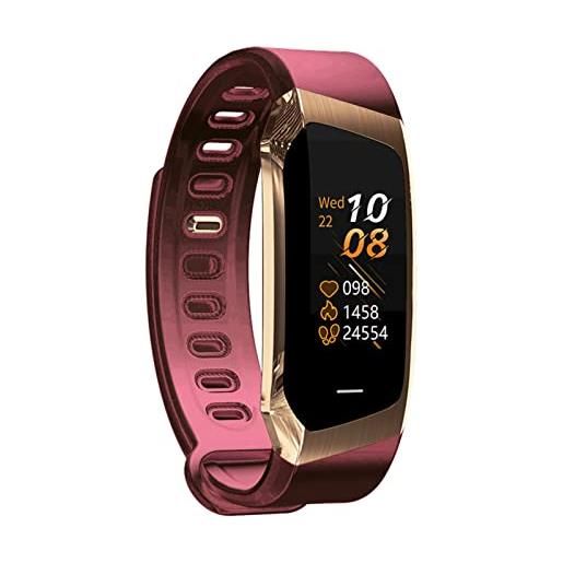 findtime orologio da polso in silicone ip67 per orologio da uomo donna 0.96 smartwatch sport monitor di frequenza cardiaca pedometro calorie per android ios, rosa, moderno