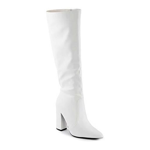 Toocool stivali donna scarpe a punta al ginocchio tacchi alti stivaletti x8056 [38, bianco]
