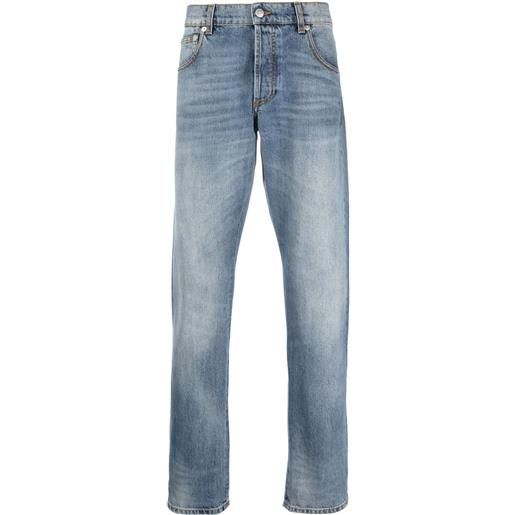 Alexander McQueen jeans dritti con effetto schiarito - blu