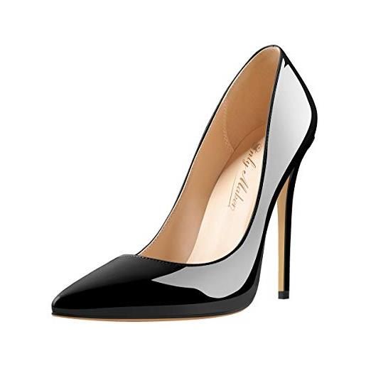 Only maker - scarpe da donna classiche con tacco alto a spillo, a stiletto, scarpe a punta, poliuretano nero. , 39 eu