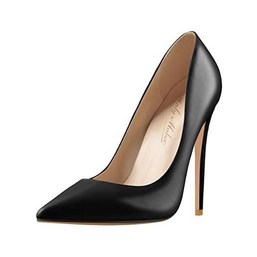 Only maker - scarpe da donna classiche con tacco alto a spillo, a stiletto, scarpe a punta, poliuretano nero. , 40 eu