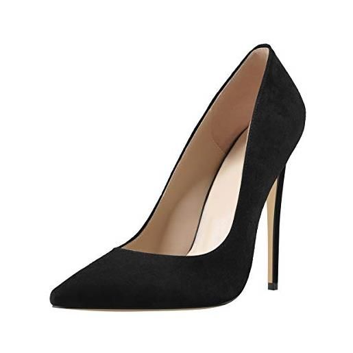Only maker - scarpe da donna classiche con tacco alto a spillo, a stiletto, scarpe a punta, poliuretano nero. , 37 eu