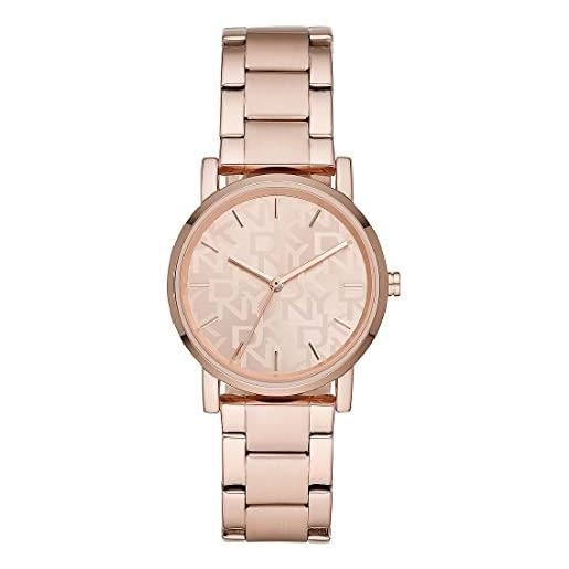 DKNY orologio soho da donna, movimento a tre lancette, cassa in lega d'oro rosa 34 mm con bracciale in acciaio, ny2854