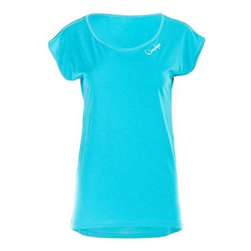 WINSHAPE damen ultra leichtes modal-kurzarmshirt mit abgerundetem saum mct013, fit style, fitness freizeit sport yoga workout , camicia a maniche corte donna, cielo-blu, m