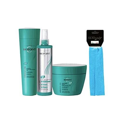 DC CASA biopoint set miracle liss: shampoo 200 ml + maschera 200 ml + spray 200 ml + fascia capelli
