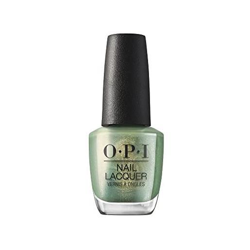 OPI nail lacquer, smalto per unghie, jewel be bold collection, decked to the pines, verde metallizzato, 15ml