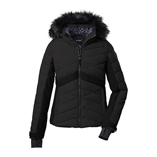 Killtec men's giacca/giacca da sci in look piumino con cappuccio staccabile con zip e paraneve ksw 210 wmn ski qltd jckt, black, 36, 38662-000