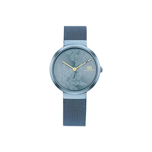 Tommy Hilfiger orologio analogico al quarzo da donna con cinturino in maglia metallica in acciaio inossidabile blu - 1782470