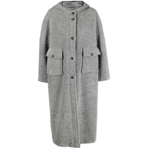 Emporio Armani cappotto monopetto con cappuccio - grigio