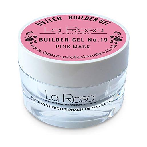 La Rosa Productos Profesionales builder gel per unghie uv/led - flessibile e moderatamente spesso, molto buono proprietà adesive - rosa latteo (maschera rosa)