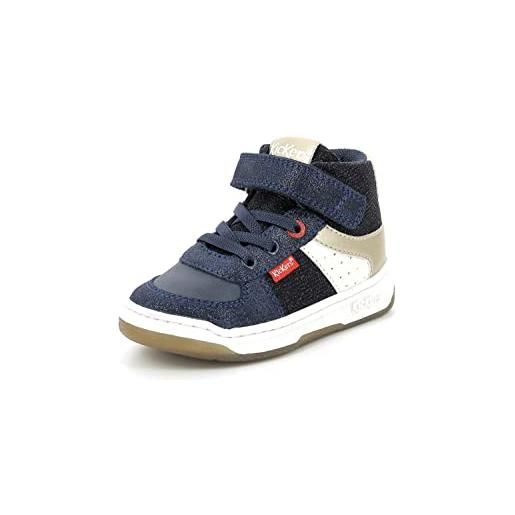 Kickers kickalien, scarpe da ginnastica unisex-bambini, nero blu bianco, 21 eu