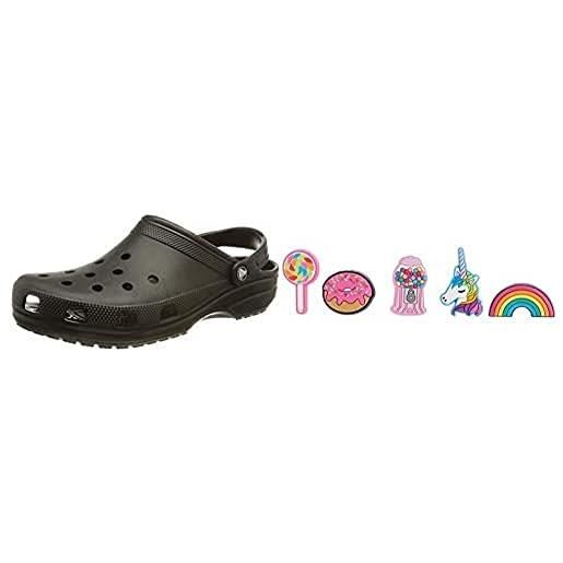 Crocs shoe charm 5-pack | personalize with jibbitz for decorativi per scarpe unisex adulto, tutto bello, taglia unica classic clog, unisex - adulto, nero (black), 41/42 eu