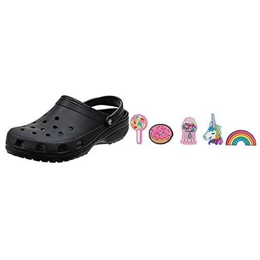 Crocs shoe charm 5-pack | personalize with jibbitz for decorativi per scarpe unisex adulto, tutto bello, taglia unica classic clog, unisex - adulto, nero (black), 42/43 eu