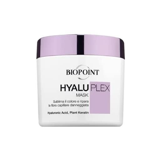 Biopoint hyaluplex - maschera per capelli con cheratina e acido ialuronico, azione ristrutturante e protettiva, ravviva e intensifica il colore, 200 ml