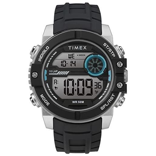 Timex orologio dgtl sphere 45 mm chrono con cinturino in silicone, meccanico, uomo, tw5m34700