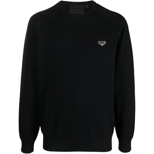Philipp Plein maglione con placca logo - nero
