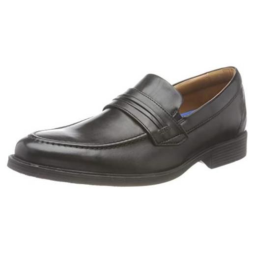 Clarks whiddon loafer, mocassini uomo, nero (black leather), 42.5 eu