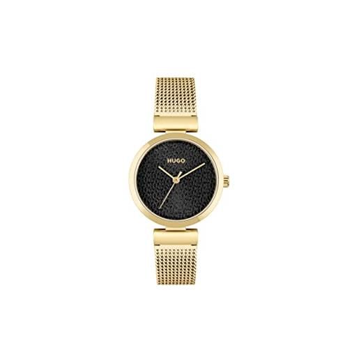 Hugo orologio analogico al quarzo da donna con cinturino in maglia metallica in acciaio inossidabile dorato - 1540129