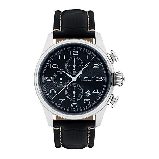 Gigandet timeless orologio uomo cronografo analogico quarzo nero argento g41-002