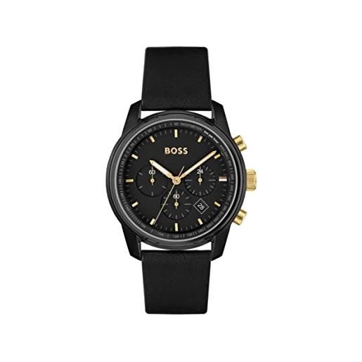 Boss orologio con cronografo al quarzo da uomo con cinturino in pelle nero - 1514003