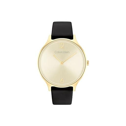 Calvin Klein orologio analogico al quarzo da donna con cinturino in pelle nero - 25200008