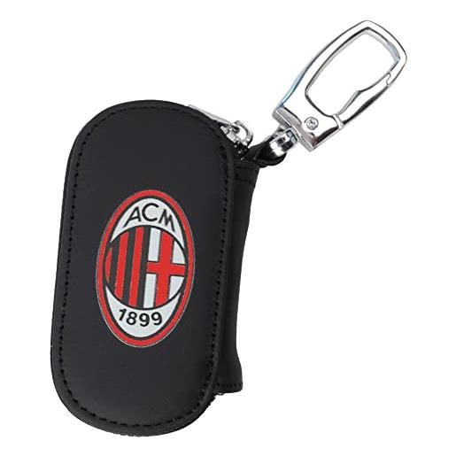 AC Milan portachiavi in pelle in box con zip scomparto telecomando o chiave, con stampa logo