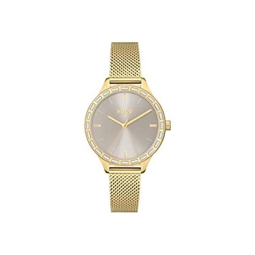 Hugo orologio analogico al quarzo da donna con cinturino in maglia metallica in acciaio inossidabile dorato - 1540116